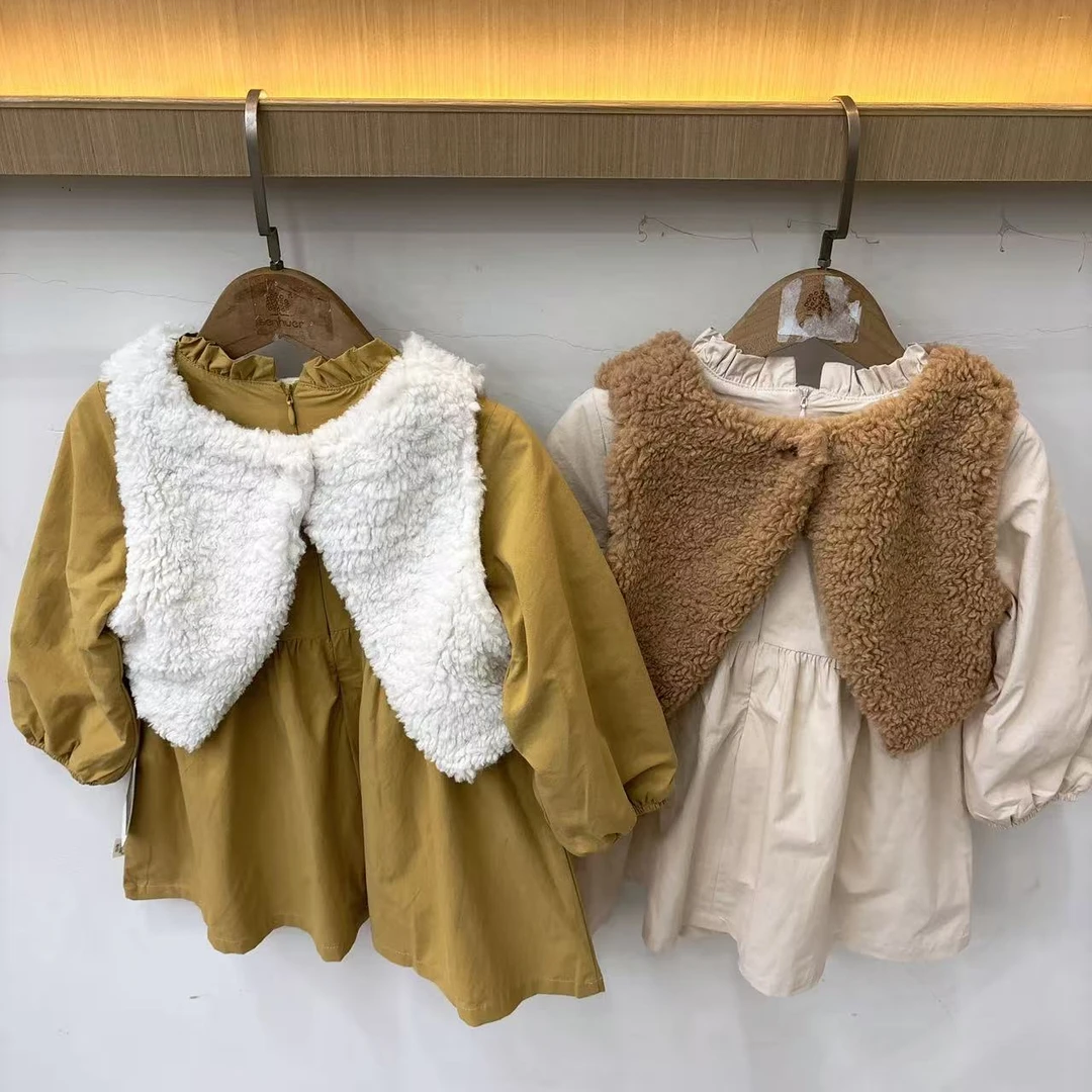 实体品牌童装小童A类两件套羔羔绒加绒连衣裙3444018675