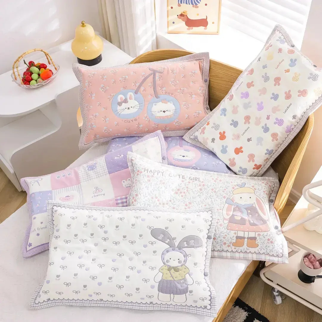 高密纯棉纱布卡通儿童枕套全包宝宝家用全棉加厚枕芯内胆套