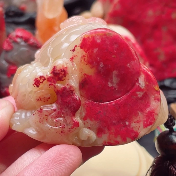 巴林鸡血石无***腿白玉地