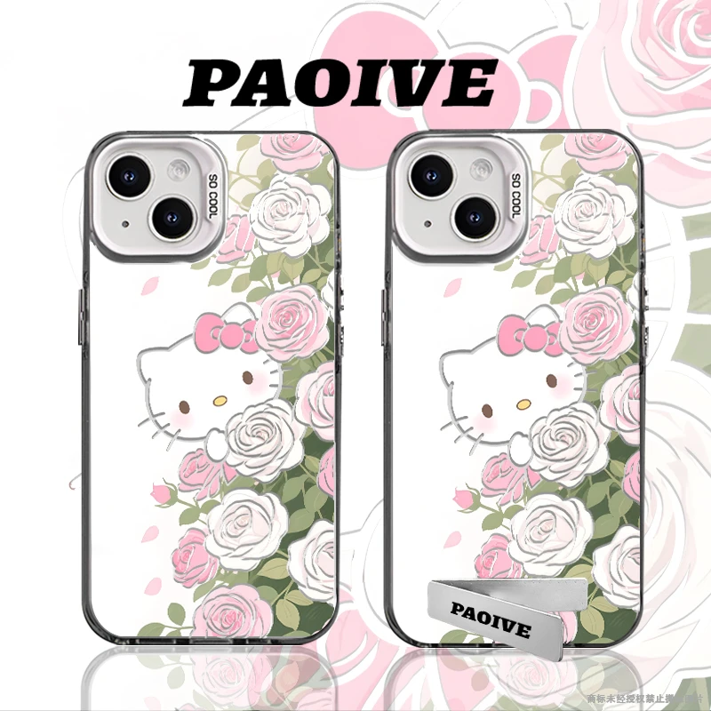 适用苹果华为vivo一加iPhone14小米三星HelloKitty防摔彩银手机壳