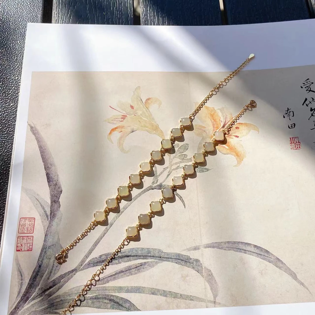 CA563和田玉烟紫藕粉丸子超油糯底手链多样性发一条（s925