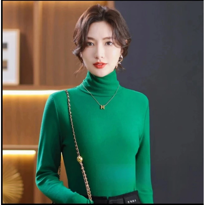 【洋气减龄】双面澳绒安可拉红高领打底衫女秋冬百搭气质修身内搭