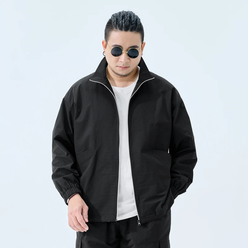 半墨大码男装胖子外套男款春季户外运动加肥加大夹克男宽松潮0226