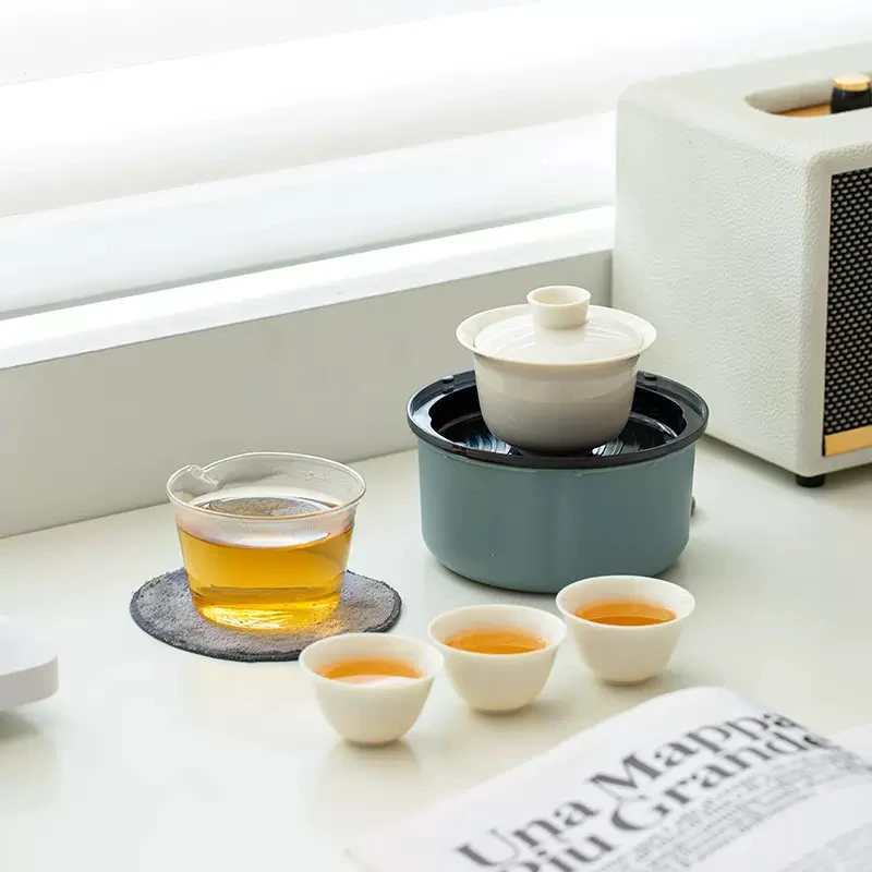归园旅行茶具中式家用便携式快客杯茶杯盖碗收纳盒陶瓷功夫茶具
