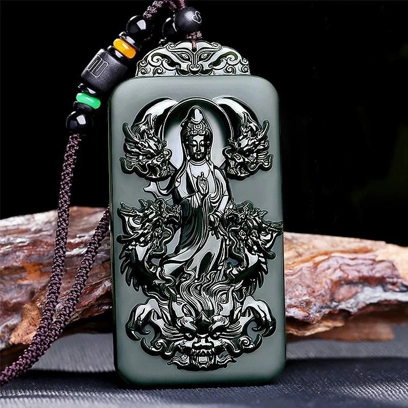 【张总专属】时尚精美和田玉和田墨玉观音无事牌