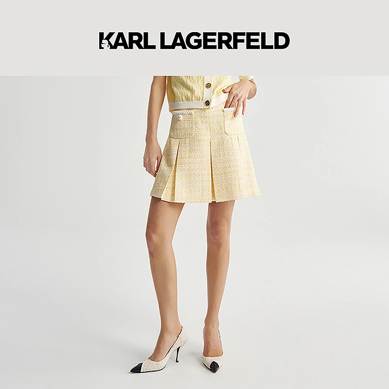 【官方】KARLLAGERFELD卡尔拉格斐小香风女款新款百褶半裙M22E1257