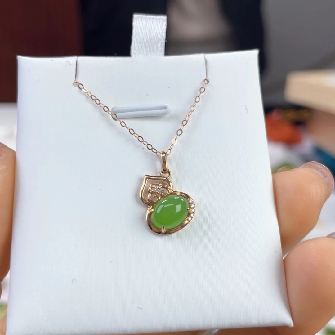 和田玉颈饰18K金镶嵌