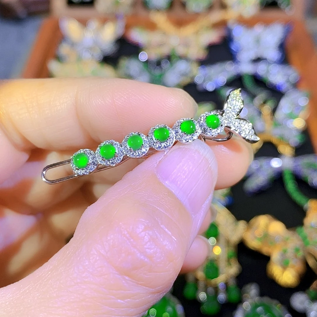 吊坠(不含链)银S925镶嵌翡翠