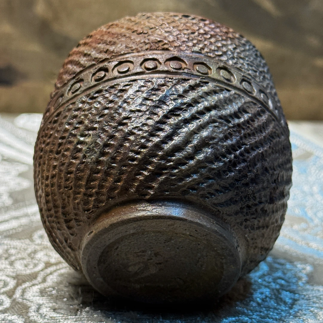 绳纹古韵·各见政峯·高规格系列·中古备前·茶杯·压手杯（容量100cc