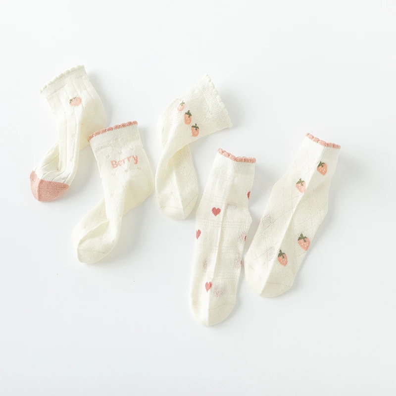 【2025上新】草莓女童公主袜子春夏儿童花边网眼百搭舒适ins棉袜