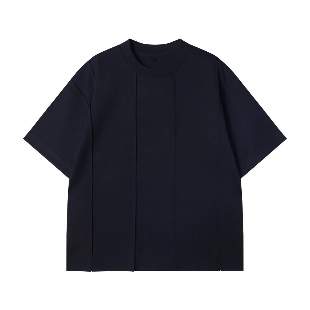 夏季高级感新款简约缝线设计线条感纯色百搭基础休闲宽松上衣