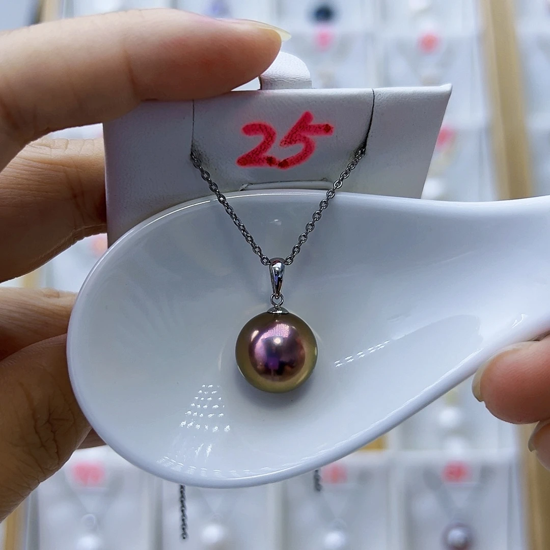 淡水珍珠18K金镶嵌吊坠(不含链)