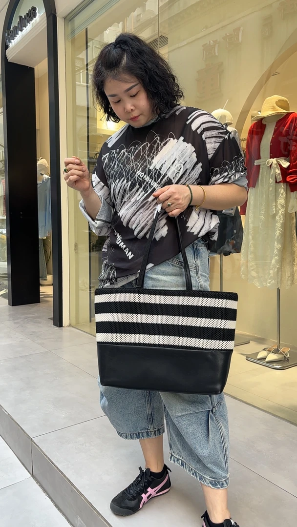 5821牛皮配飞织托特包系列休闲百搭时尚