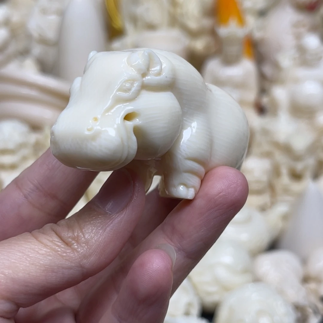 阿***鹅猛犸象牙把件河马