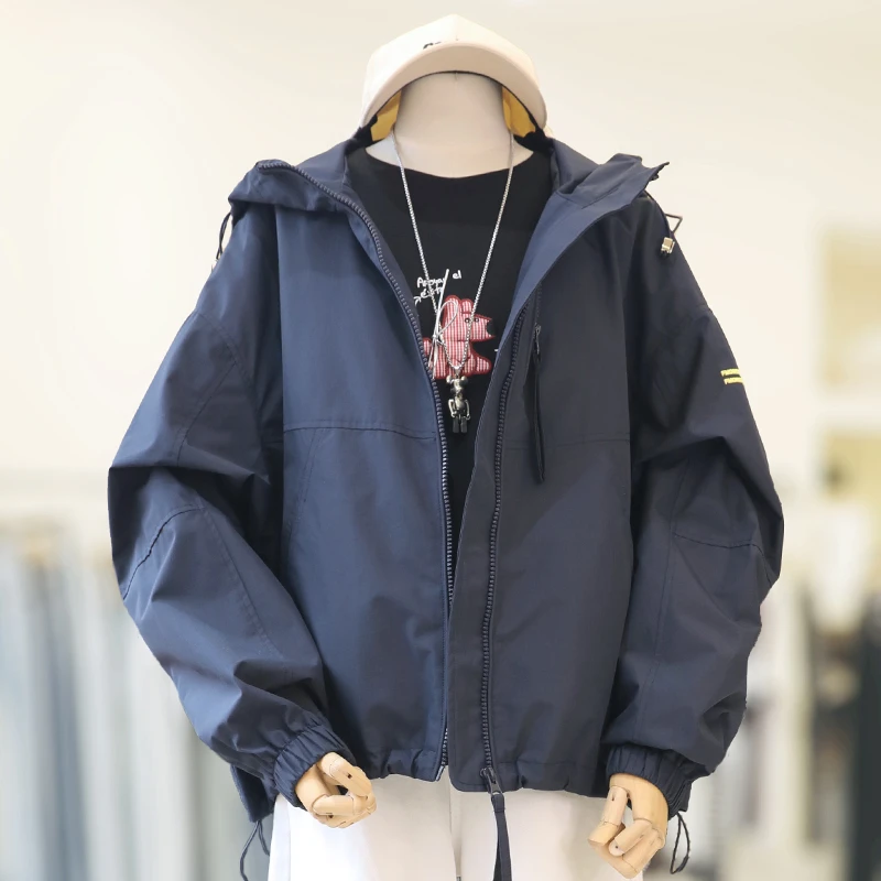 zaw大码女装加宽加大春季连帽冲锋衣外套胖mm上衣显瘦百搭/25083