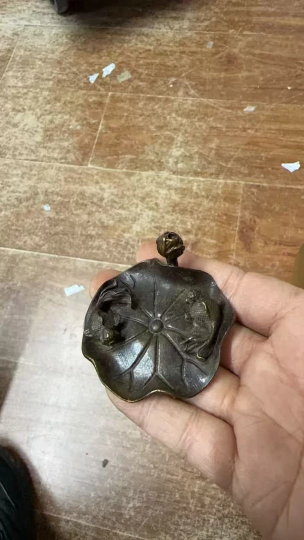 黄铜荷花小和尚香插禅意茶道桌面工艺品装饰摆件242