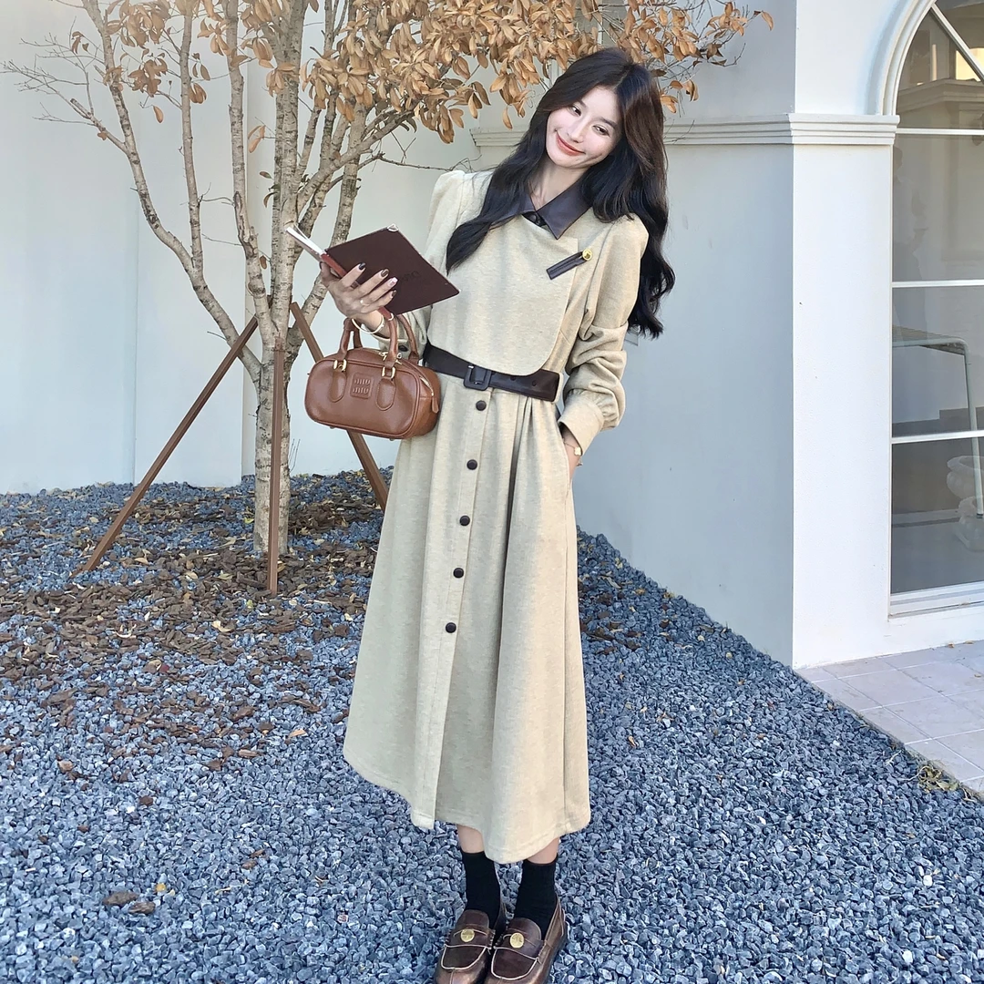 法式复古气质高级感连衣裙女2025秋季新款独特漂亮小香风收腰长裙