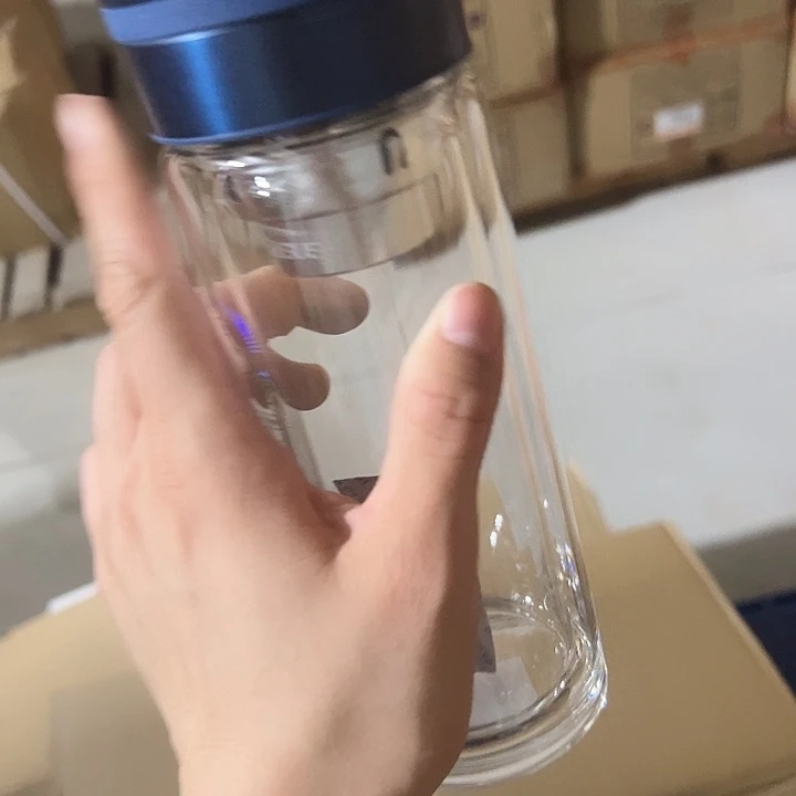 富双层340ml  蓝 杯套 玻璃杯