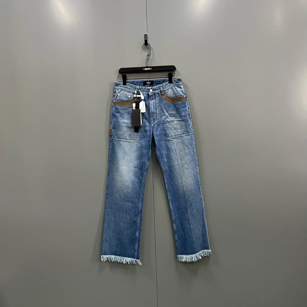 未使用 FENDI/芬迪 蓝色流苏中腰牛仔裤 蓝色/34