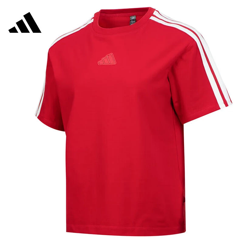 adidas阿迪达斯女子女款运动休闲短袖红色T恤JM8836欧若风