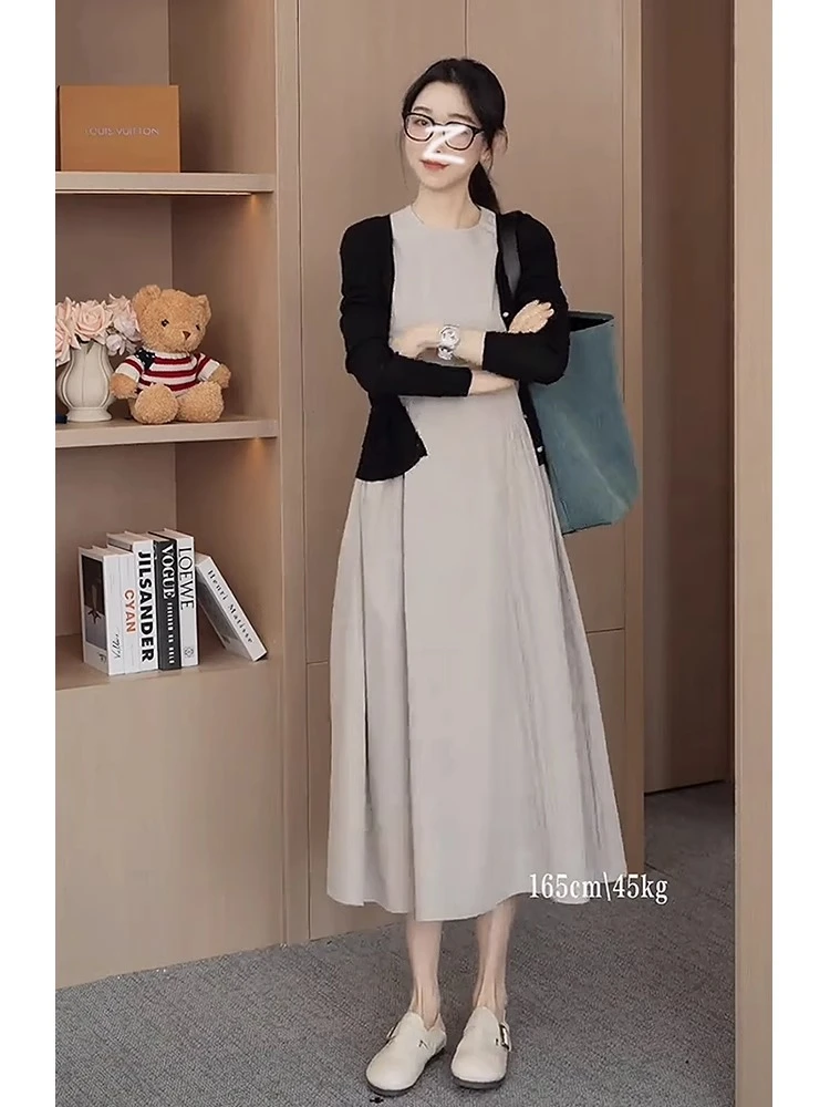 oajer鸥欧纪儿旗舰女装店同款法式少女感通勤温柔垂感无袖连衣裙