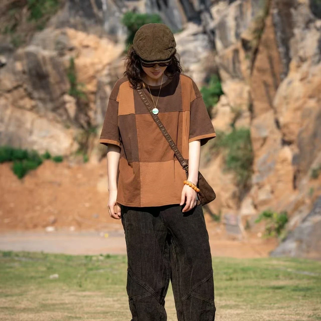 小慧麻衣～疯子张新款拼色T桖均码款号08465衣长65胸围138