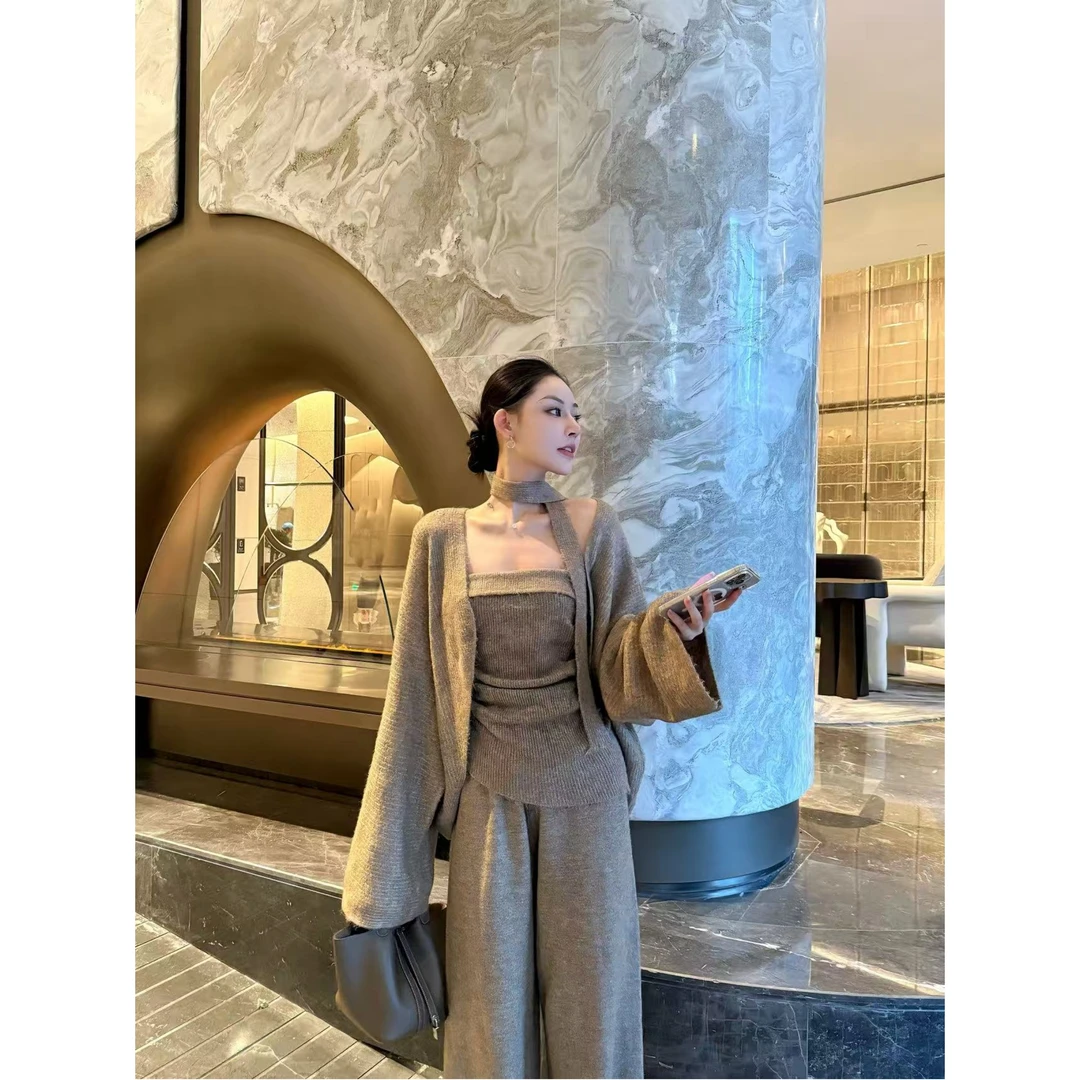 慵懒风时尚套装显瘦时尚套装裤子秋季宽松三件套L