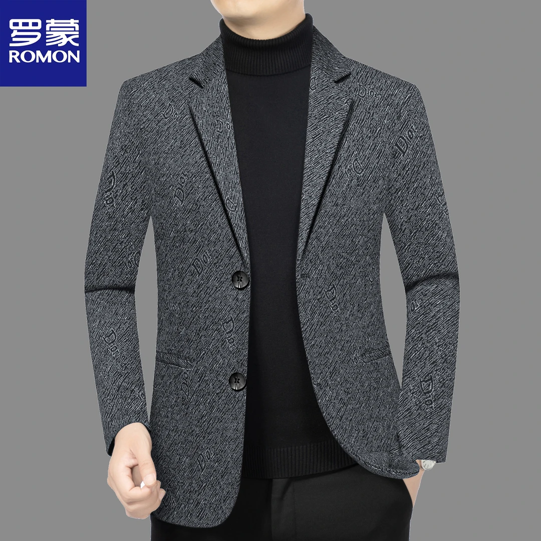 Romon/罗蒙春秋季新款高档男士休闲商务西装外套中年修身百搭西服