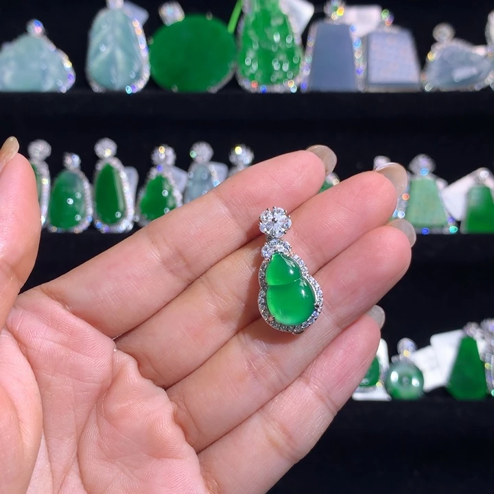 【闪购商品】翡翠银S925镶嵌颈饰天然翡翠