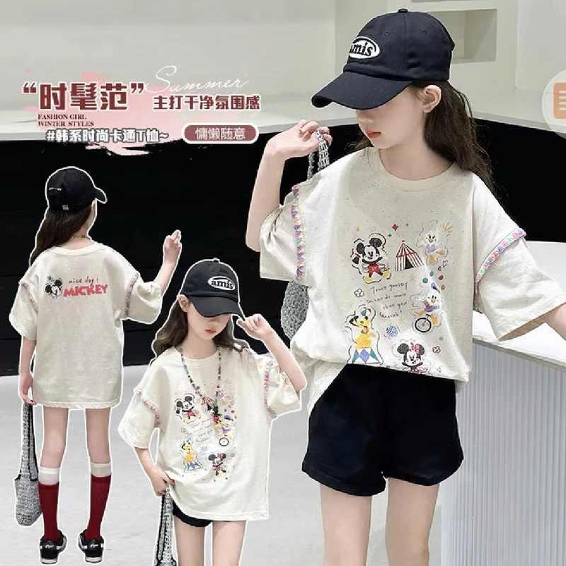 儿童韩版短袖T恤夏季2025新款洋气上衣中大童夏装T恤宽松宝宝时尚