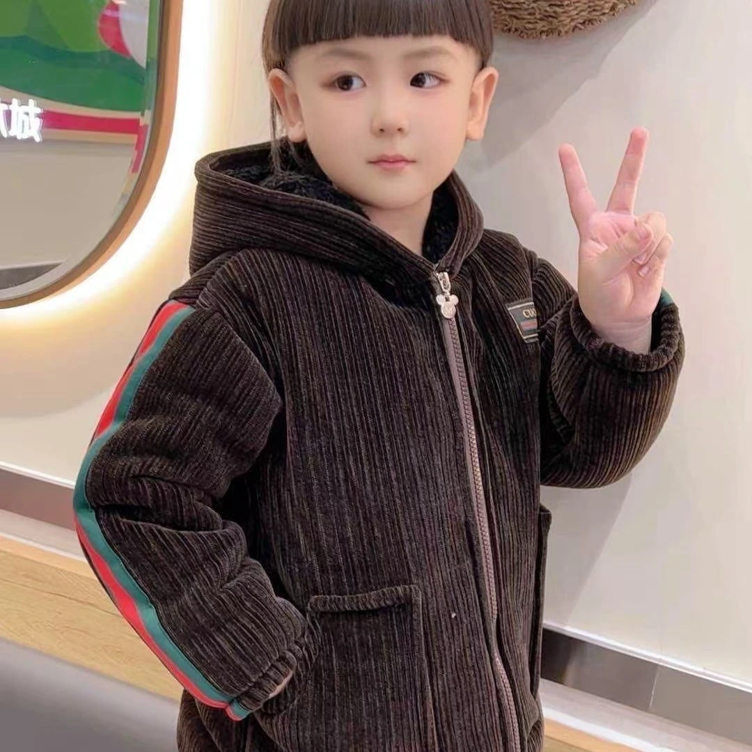 儿童古驰标带帽套装三层加厚可外穿家居服