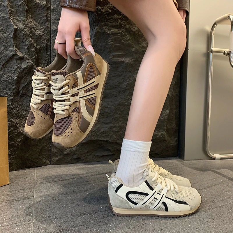 厚底双网秋季女款软底德训鞋2025新款爆款增高百搭轻便舒适阿甘鞋