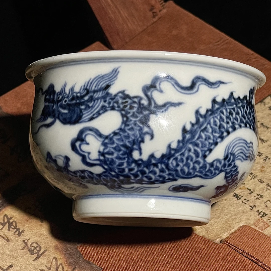 纯手工手绘青花龙纹炉式杯 新店福利