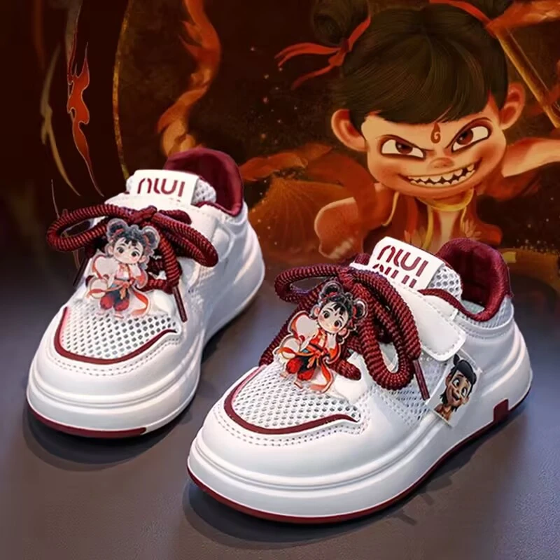 阿童木女童鞋子2025新款夏季儿童哪吒运动单网鞋透气大童镂空板鞋