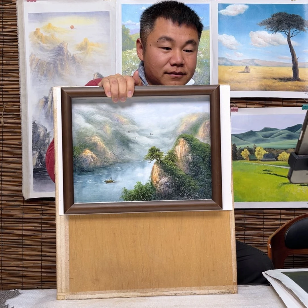 油画行路人小院绘画作品竞拍