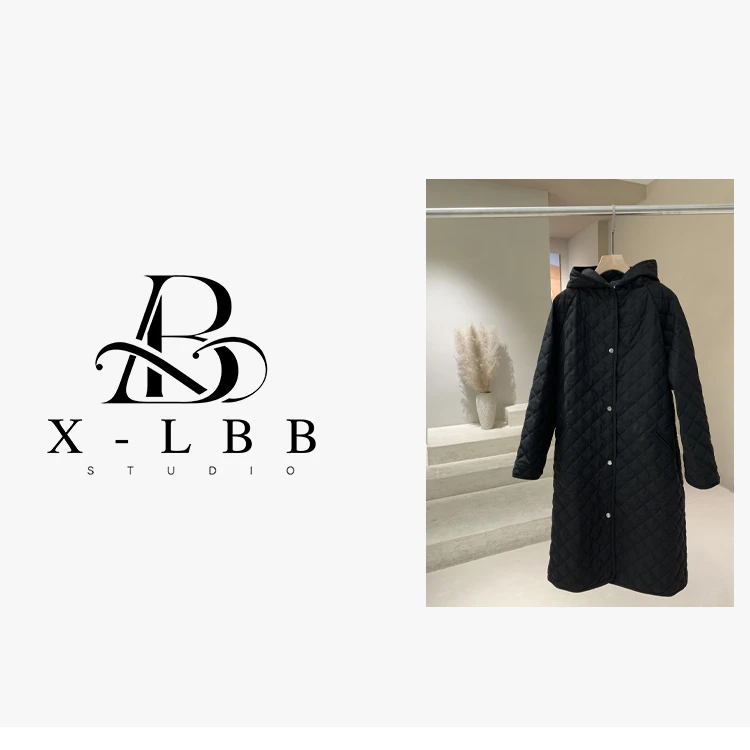 G1118 丝毛平纹布连帽长款羽绒服