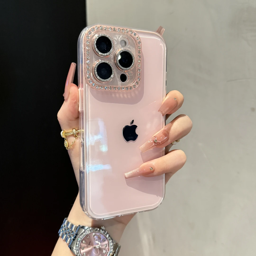 日韩高颜值闪钻镜头果冻适用iPhone手机壳苹果promax简约女神14硬