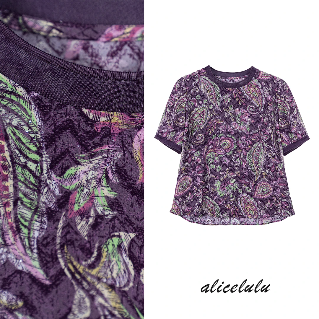 5 alicelulu 夏季新款洋气印花宽松短袖T恤上衣 S2144000E