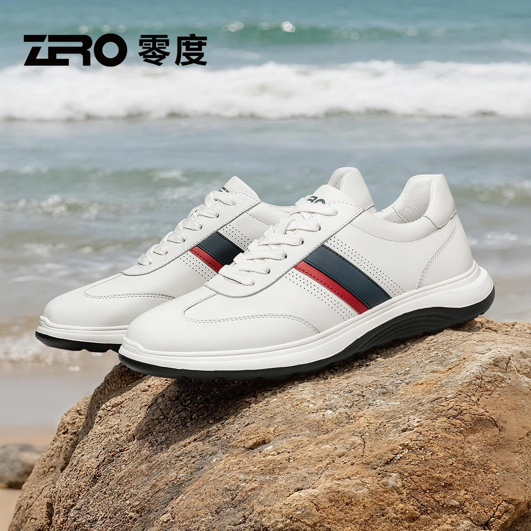 ZRO零度男鞋真皮运动休闲鞋时尚条纹轻质减震潮流旅游鞋Y53813