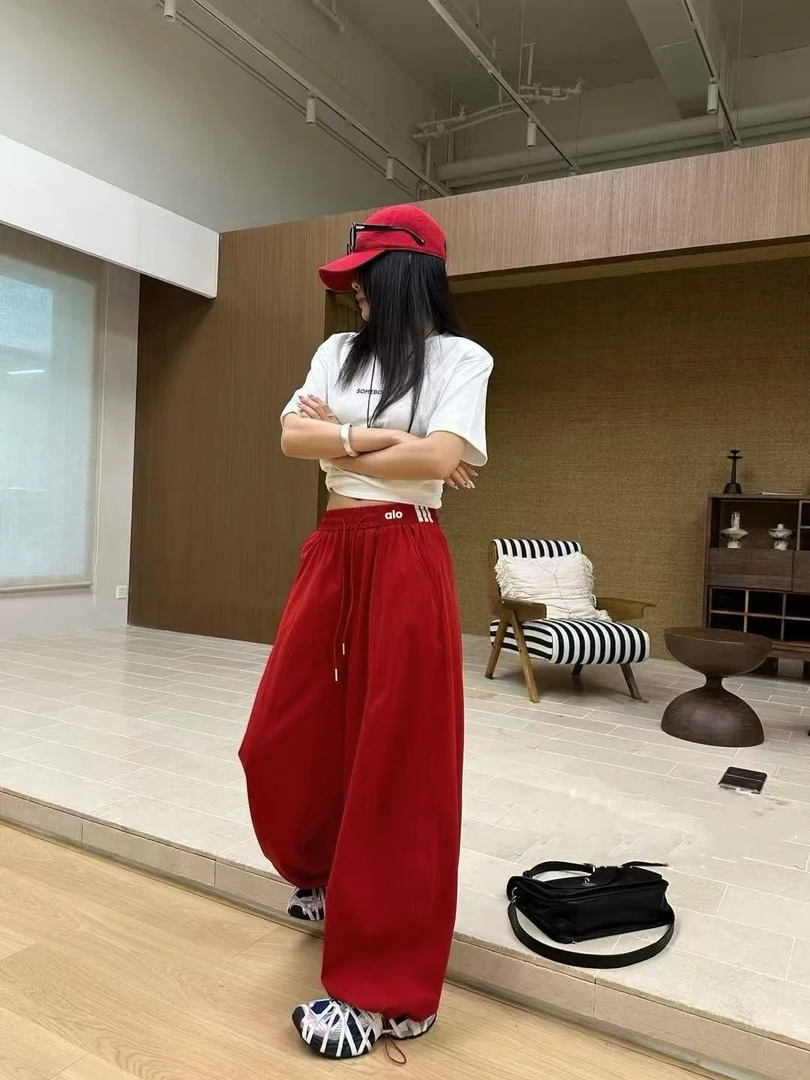 美式新款多巴胺休闲工装裤速干夏季高腰宽松