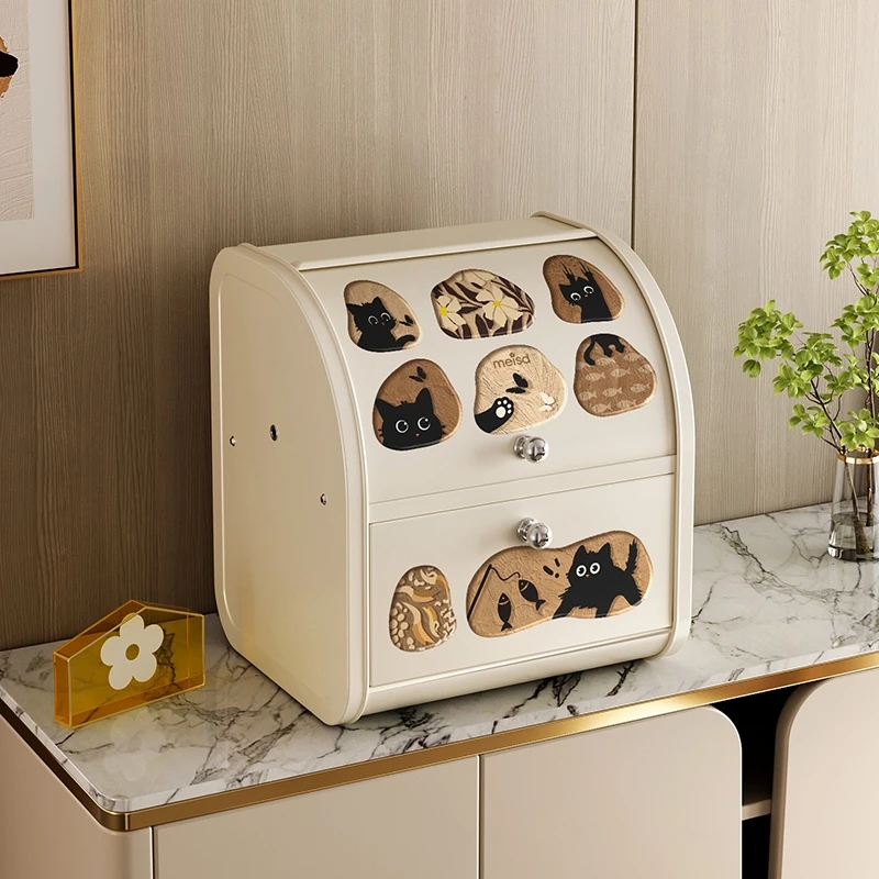 美世达桌面收纳盒防尘家用客厅零食首饰盒入户玄关钥匙杂物储物盒