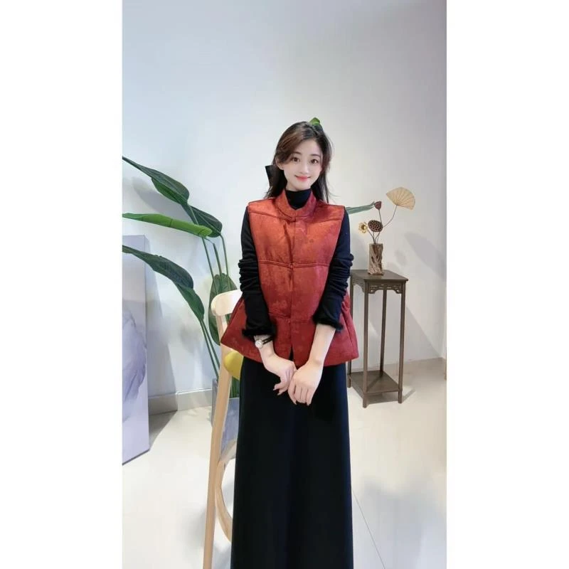 鸭绒马甲DY3233樱美嘉新中式秋冬新款提花羽绒服马甲女款