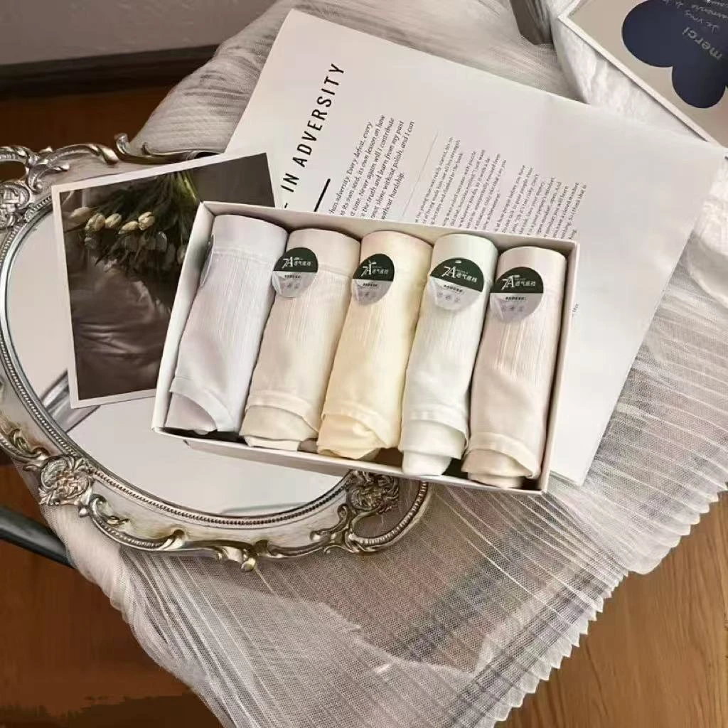 女士中腰三角裸安内裤舒适纯色短裤