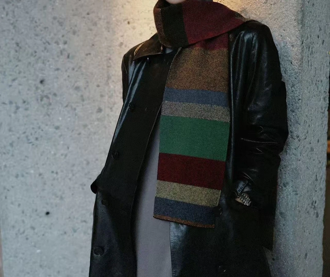 （彩虹织梦）彩虹方糖定制芝麻点提花秋冬撞色全羊毛百搭围巾