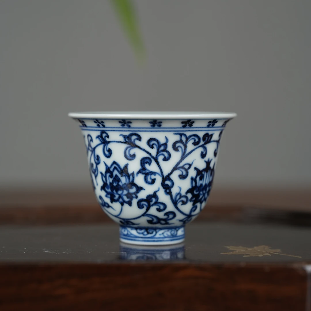 【小田甄陶】缠枝莲小铃铛杯moshe353景德镇陶瓷