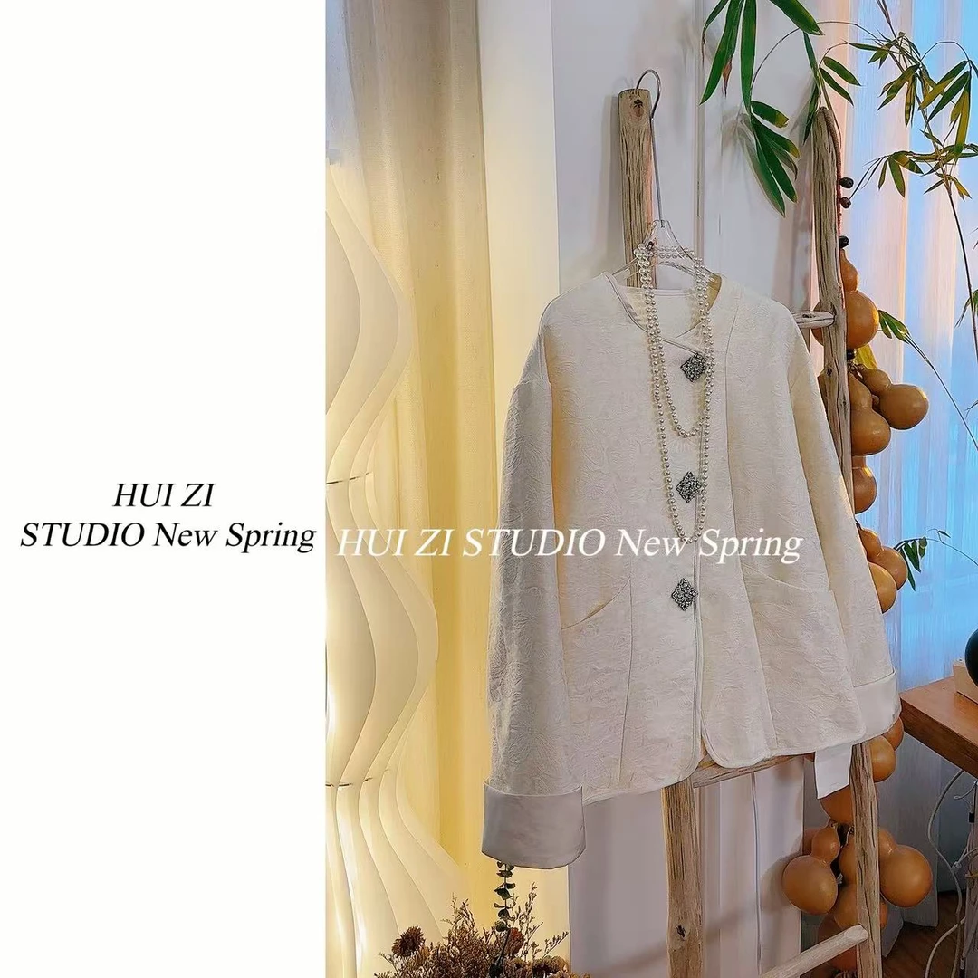 821杏色［悠见］新中式国风重工提花显白纯欲外套