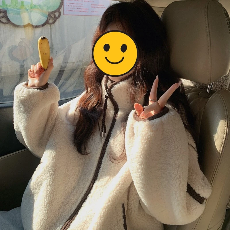 【零一专属】冬季新款撞色织带拼接甜美休闲百搭外套LK1230070