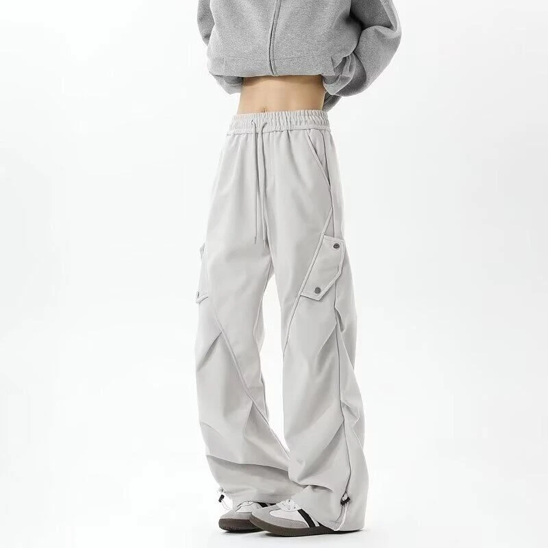 夏季情侣复古休闲裤同款工装裤休闲男裤潮裤子美式百搭设计感长裤