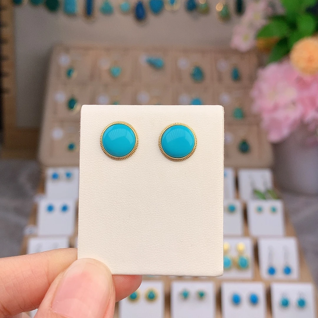 18K金镶嵌绿松石耳饰