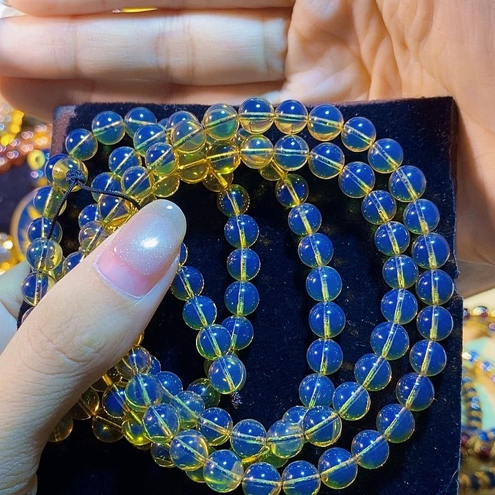 蓝珀未镶嵌珠宝奇石墨西哥蓝珀佛珠7